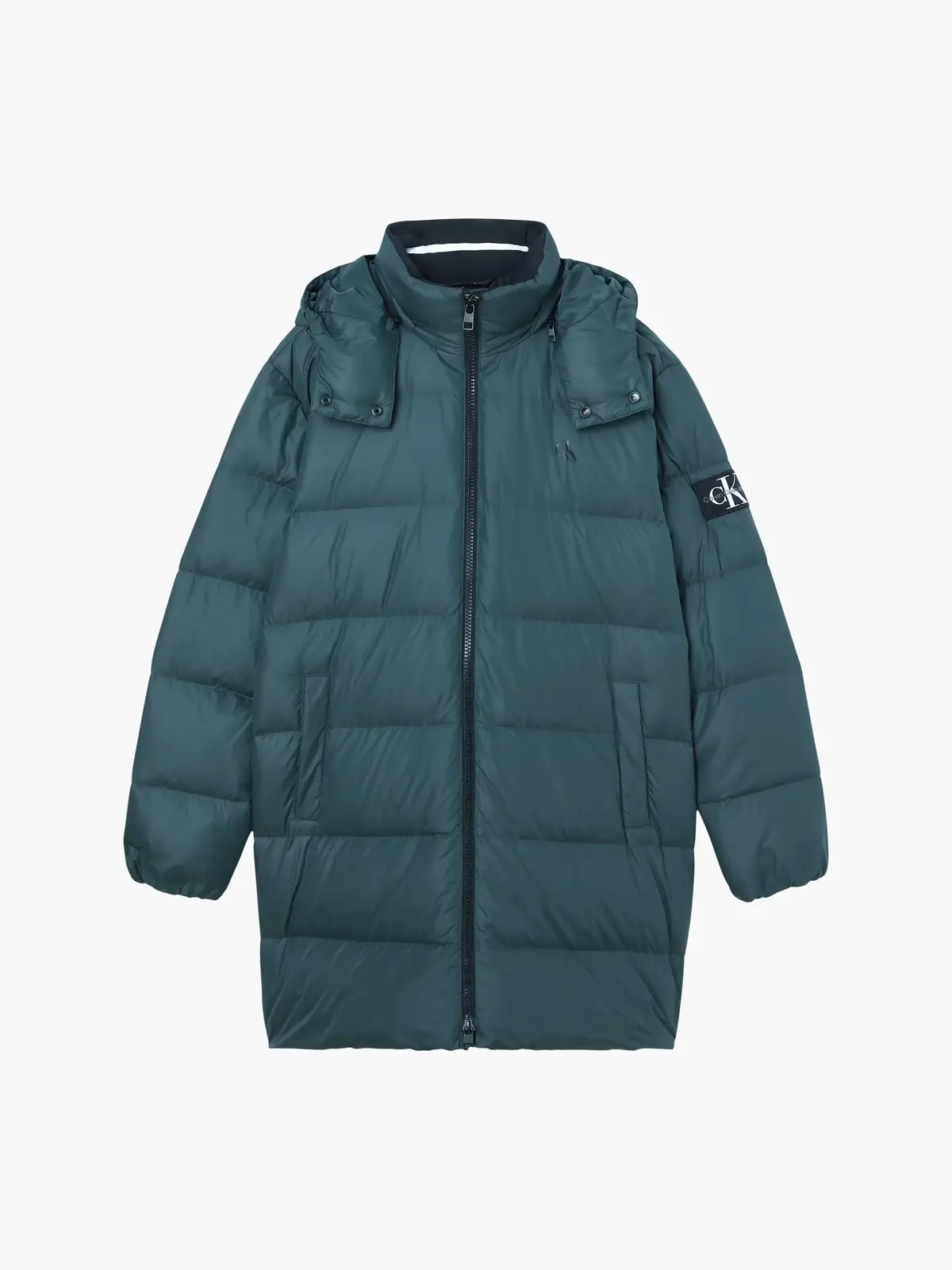 Calvin Klein ESS LONG HOODED DOWN Erkek Yeşil Şişme Mont