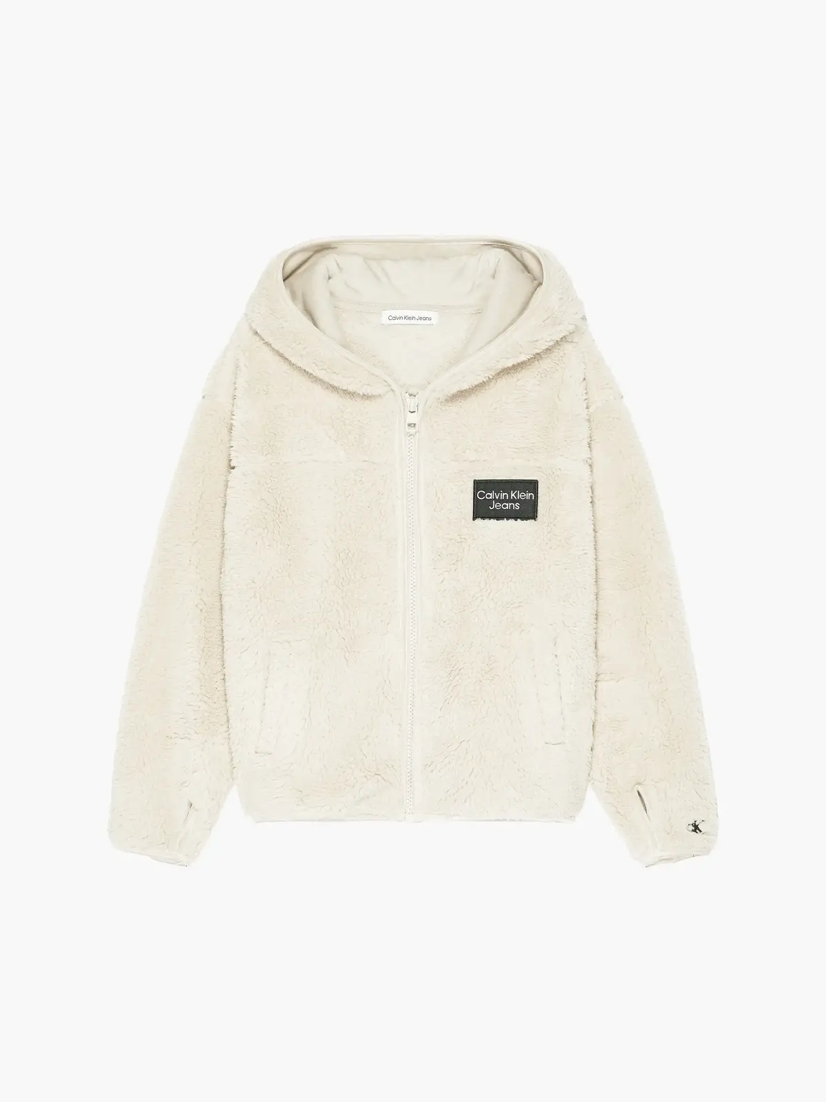 Calvin Klein TEDDY STACK LOGO ZIP Kadın Krem Kazak