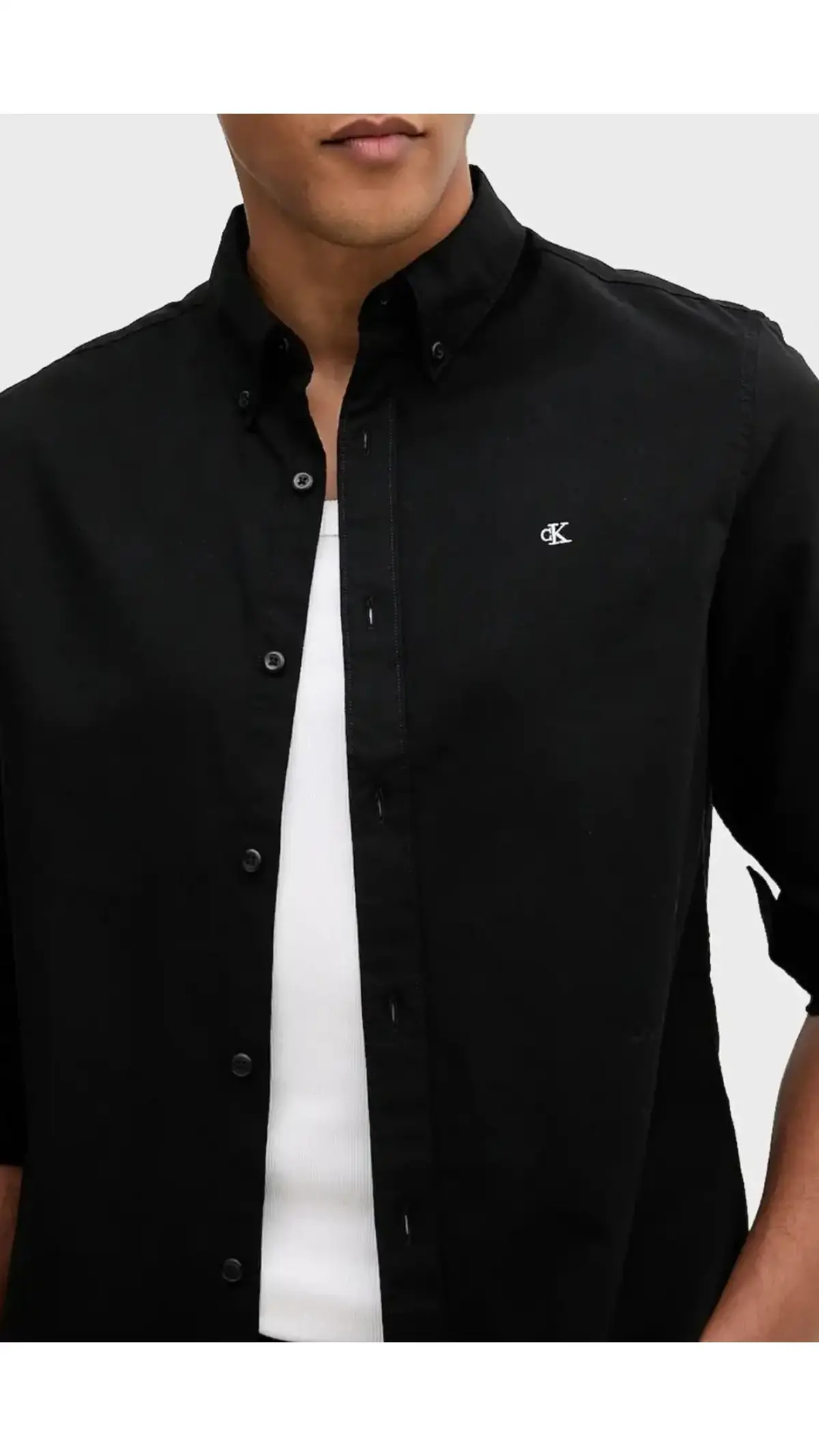 Calvin Klein LS SOLID OXFORD CLASSIC SHIRT Siyah Erkek Tişört