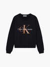 Calvin Klein BRONZE MONOGRAM CN S Kadın Siyah Sweatshirt