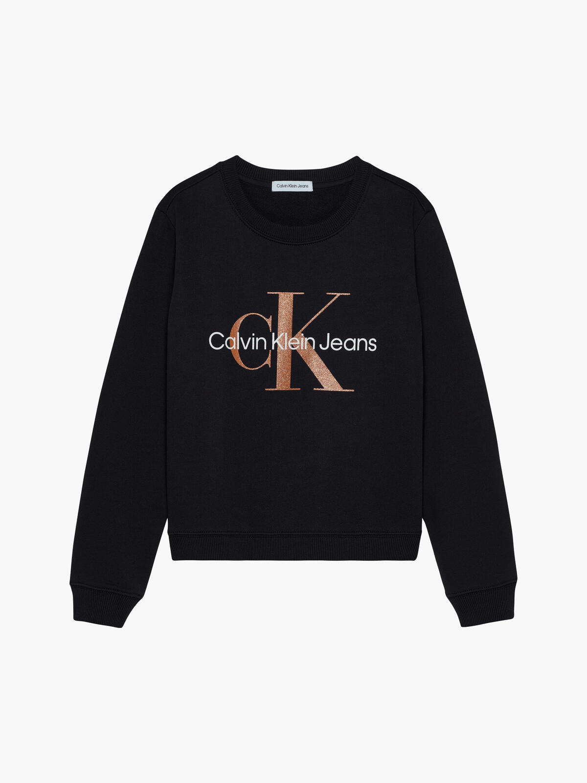Calvin Klein BRONZE MONOGRAM CN S Kadın Siyah Sweatshirt
