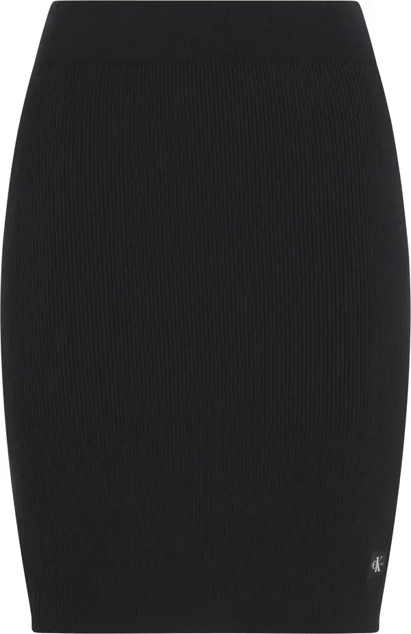 Calvin Klein WOVEN LABEL SWEATER, BEH Siyah Kadın Elbise-Etek