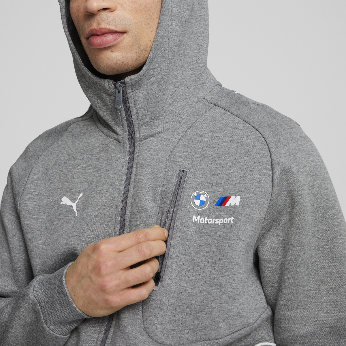 Puma BMW MMS HOODED SWEAT JKT Gri Erkek Sweatshirt