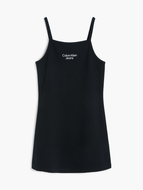 Calvin Klein STACK LOGO PUNTO STR Kadın Siyah Elbise