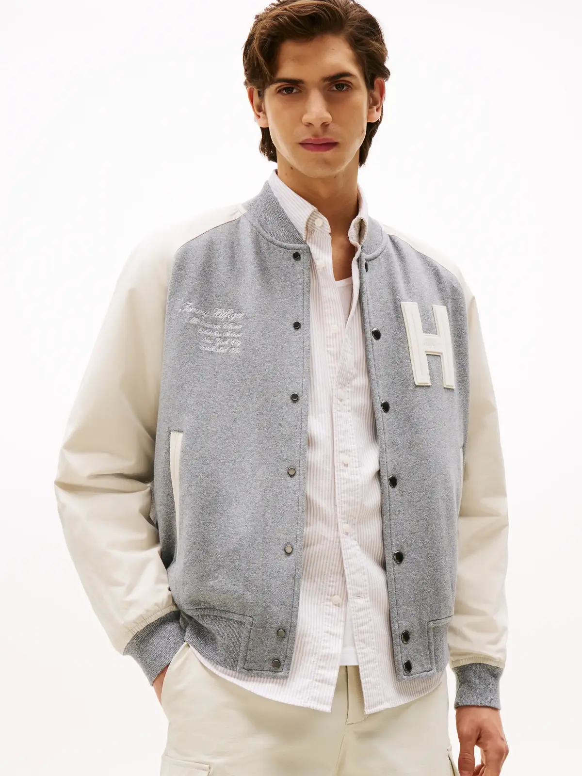 Tommy Hilfiger MIX MEDIA VARSITY BO, P01 Gri Erkek Ceket
