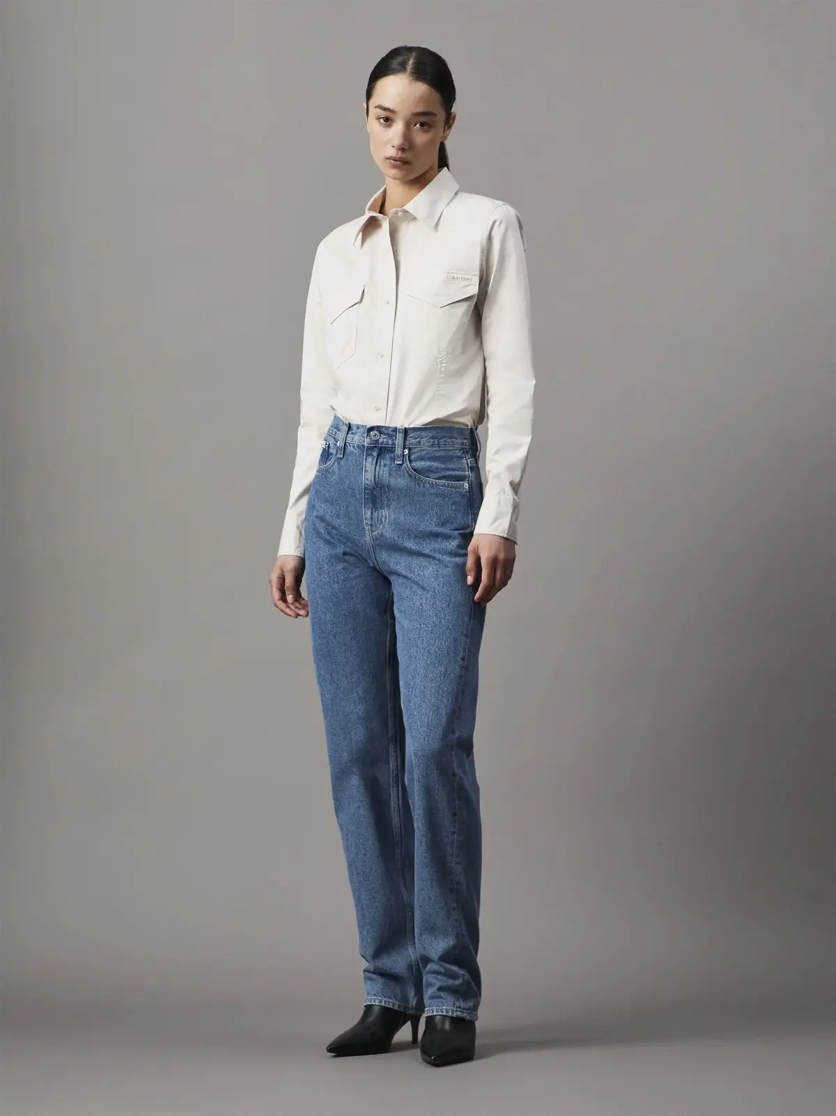 Calvin Klein HIGH RISE STRAIGHT, 1A4 Mavi Kadın Jean Pantolon