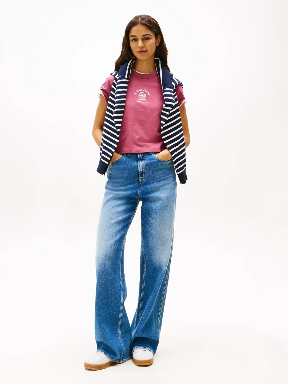 Tommy Hilfiger TJW REG SH VARSITY C, XIP Pembe Kadın T-Shirt & Polo