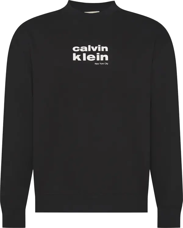 Calvin Klein LS 350FLEECE RETRO GRAPHIC CREWN Erkek Siyah Sweatshirt