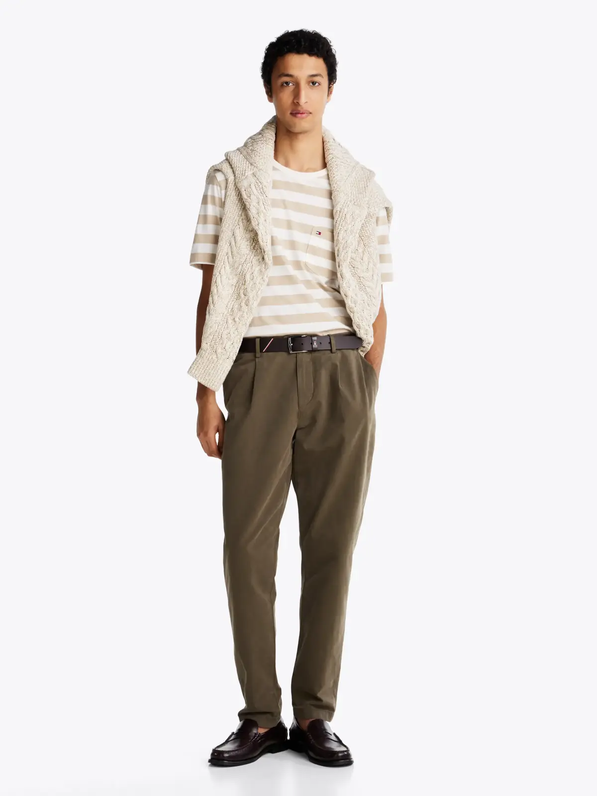 Tommy Hilfiger ESSENTIAL SOLID POCK, 0FA Krem Erkek T-Shirt & Polo