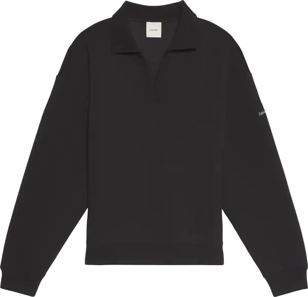 Calvin Klein LS SCUBA OVERSIZED POLO TOP Kadın Siyah Polo Sweatshirt