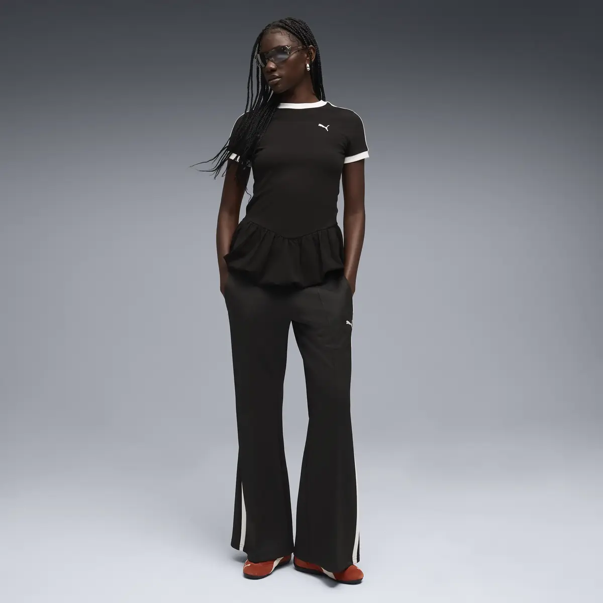 PUMA T7 Relaxed Flared Pants Siyah Kadın Eşofman Altı