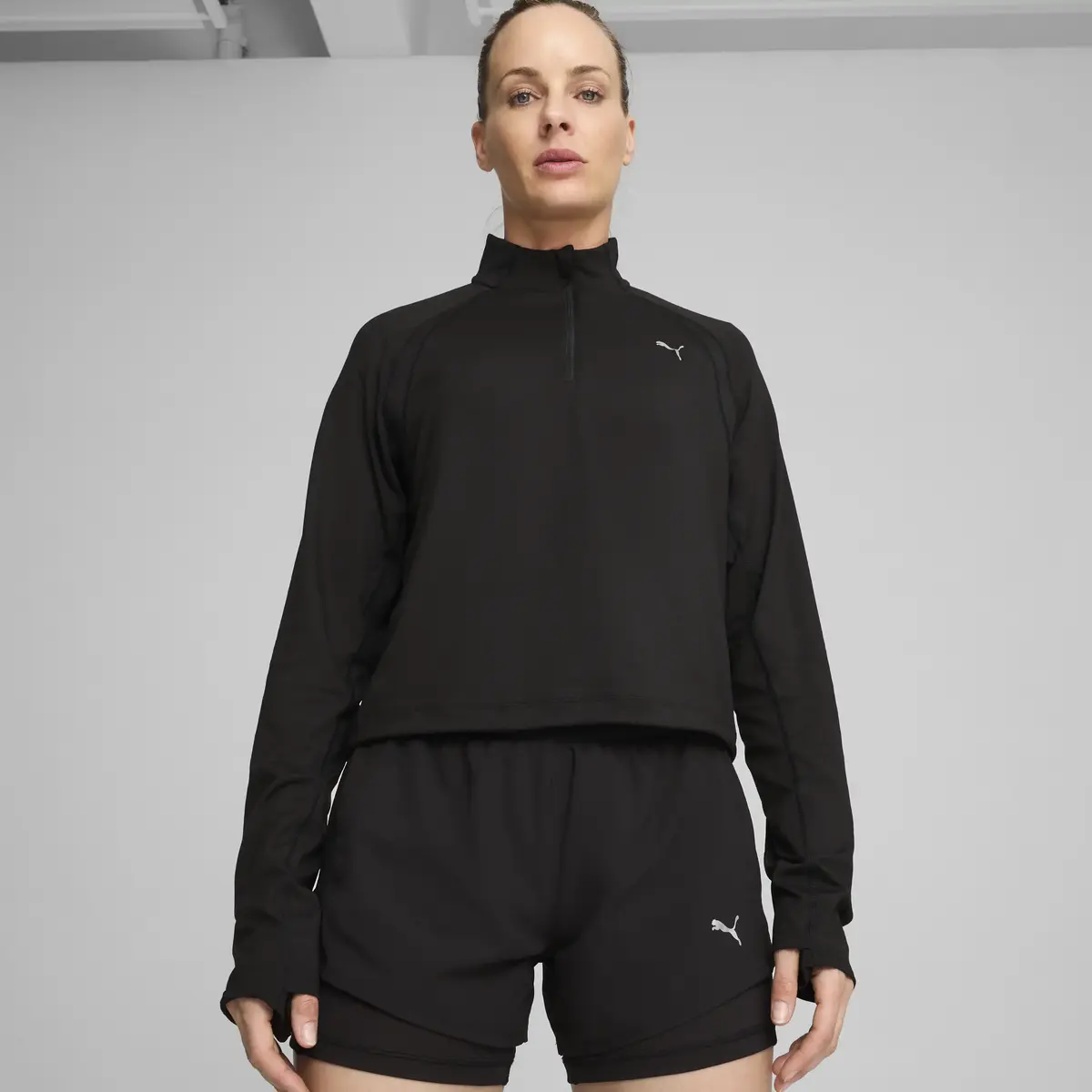 Puma RUN CLOUDSPUN 1/4 ZIP W Siyah Kadın Sweatshirt