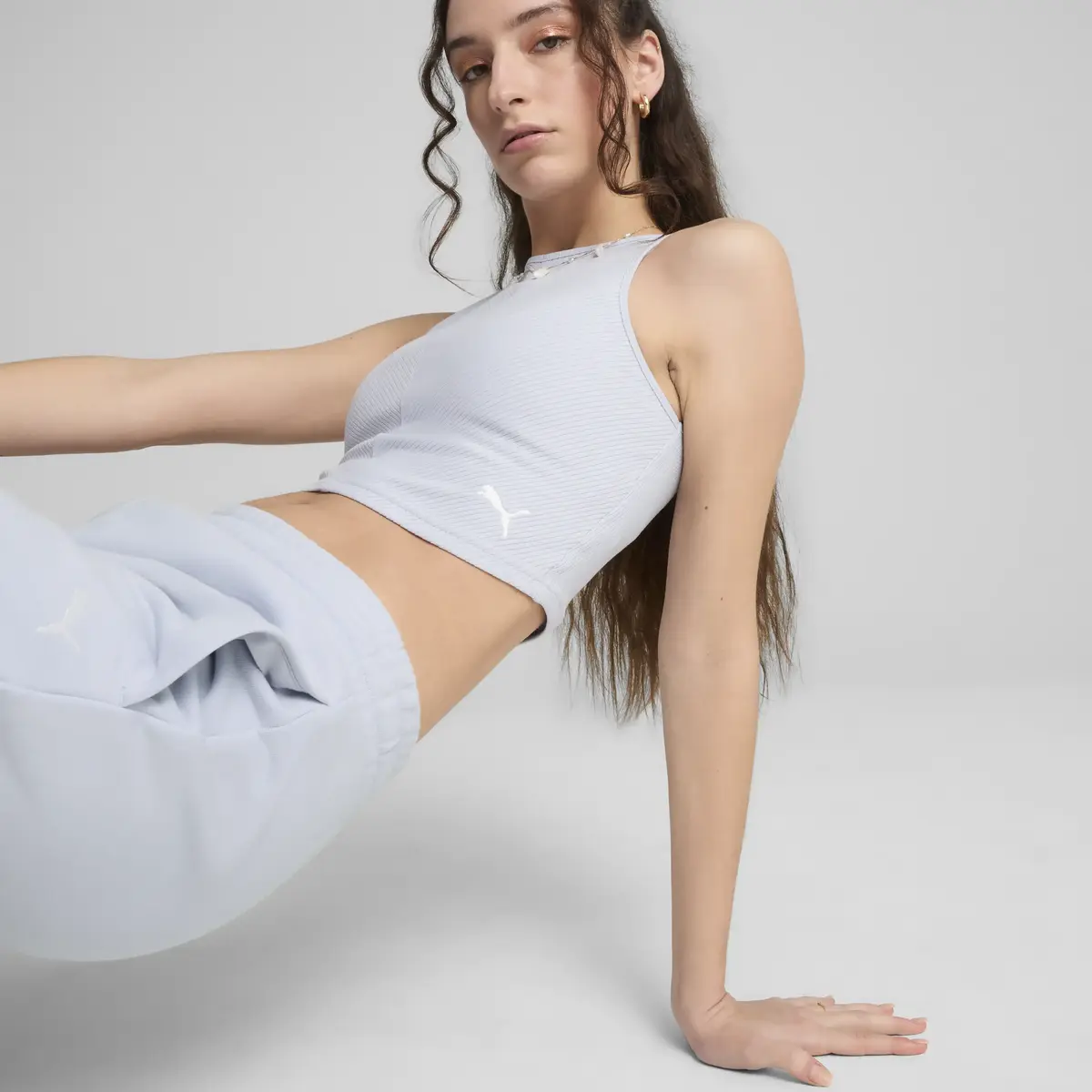 PUMA WARDROBE ESS Ribbed Crop Top Kadın Beyaz Crop Top