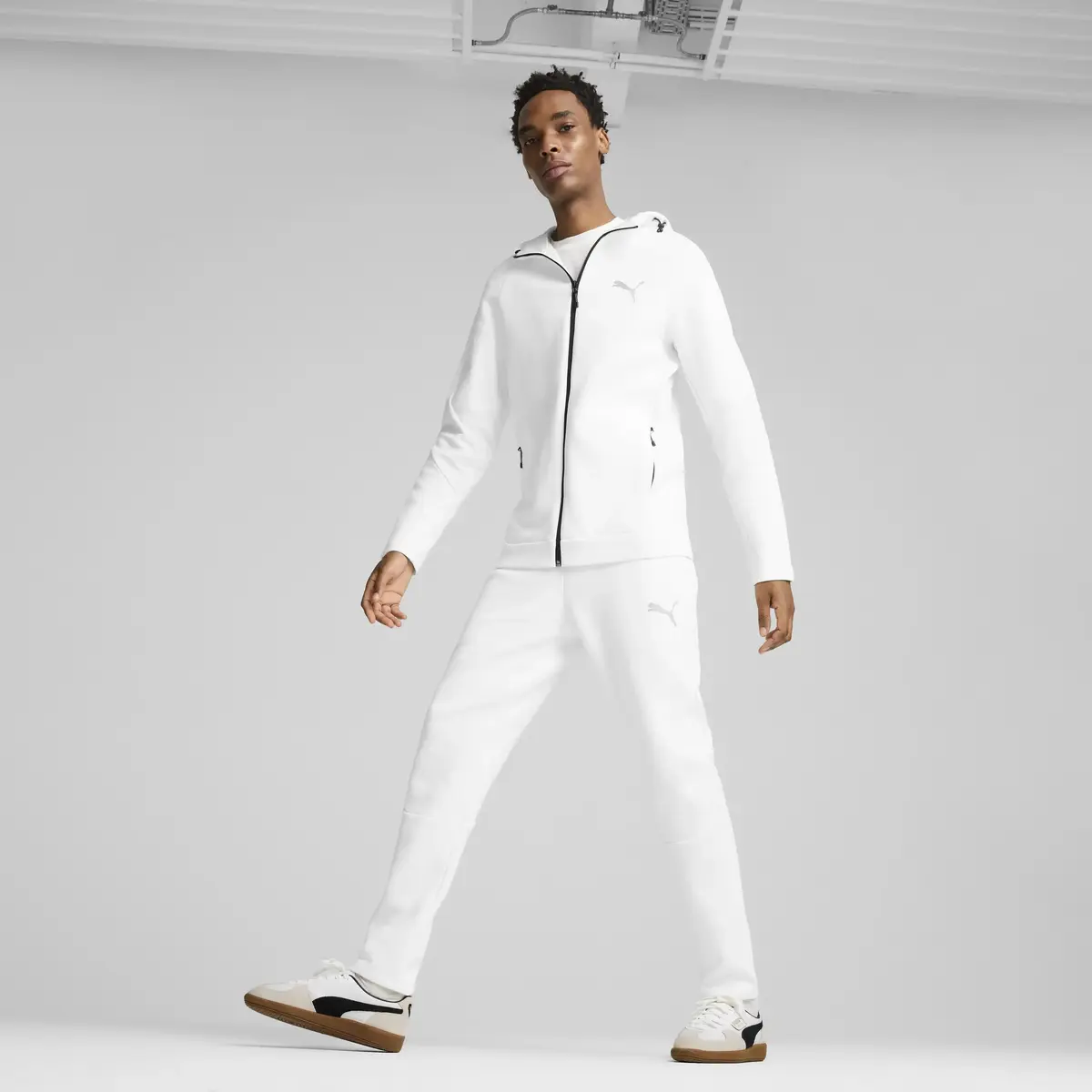 Puma EVOSTRIPE Full-Zip Hoodie Beyaz Erkek Fermuarlı Ceket