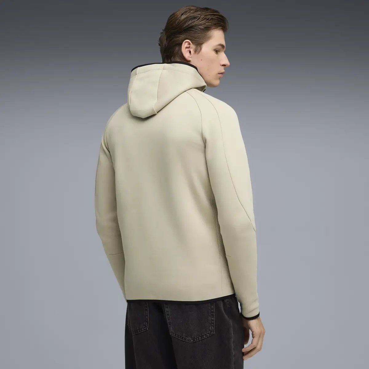 PUMA EVOSTRIPE FZ Hoodie DK Pebble Gray Bej Erkek Sweatshirt