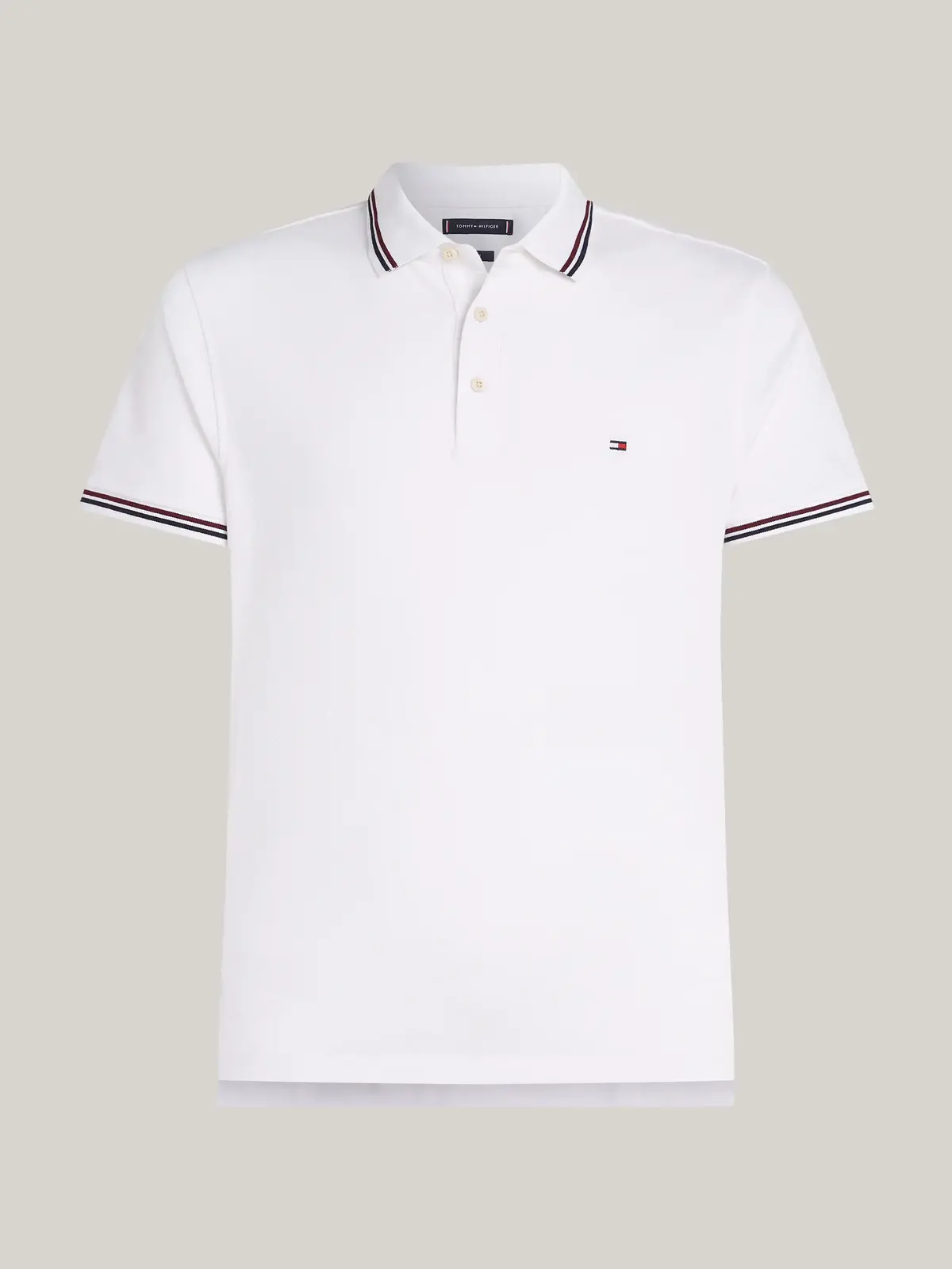 Tommy Hilfiger TIPPED SLIM FIT POLO, YBR Beyaz Erkek T-Shirt & Polo