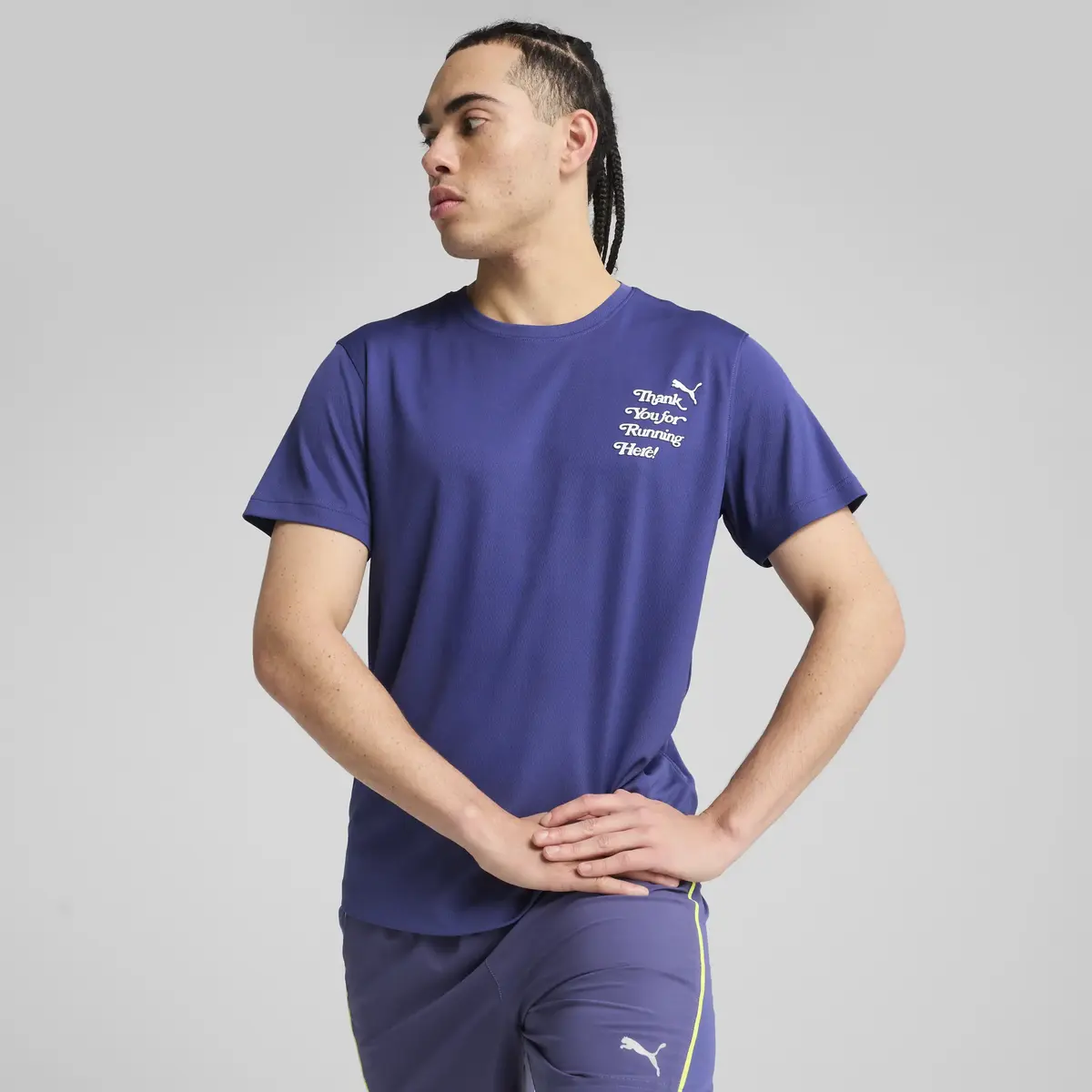 Puma GRAPHICS RUNNING SLOGAN TEE Lacivert Erkek T-Shirt