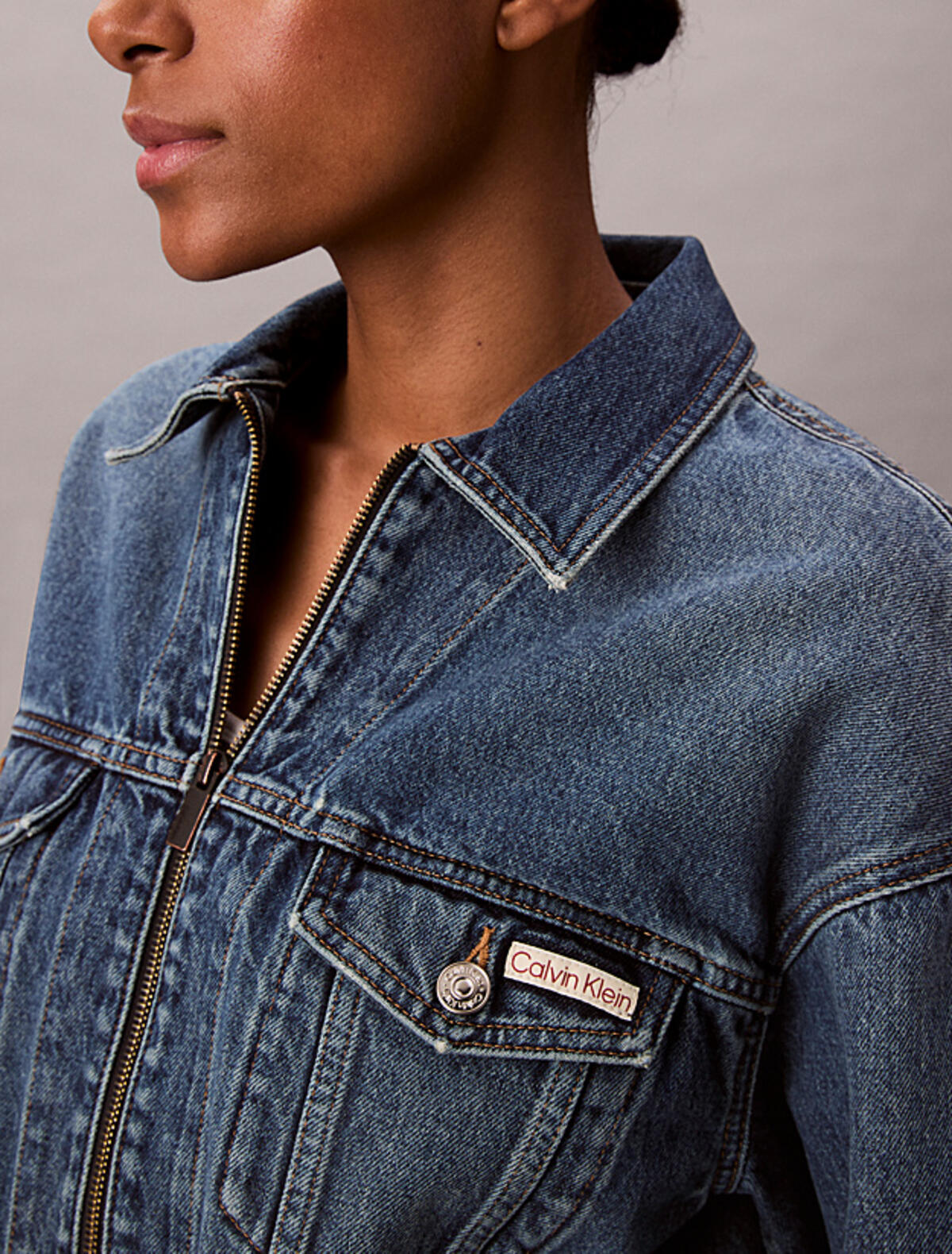 Calvin Klein DENIM CROPPED JACKET Mavi Kadın Kot Ceket