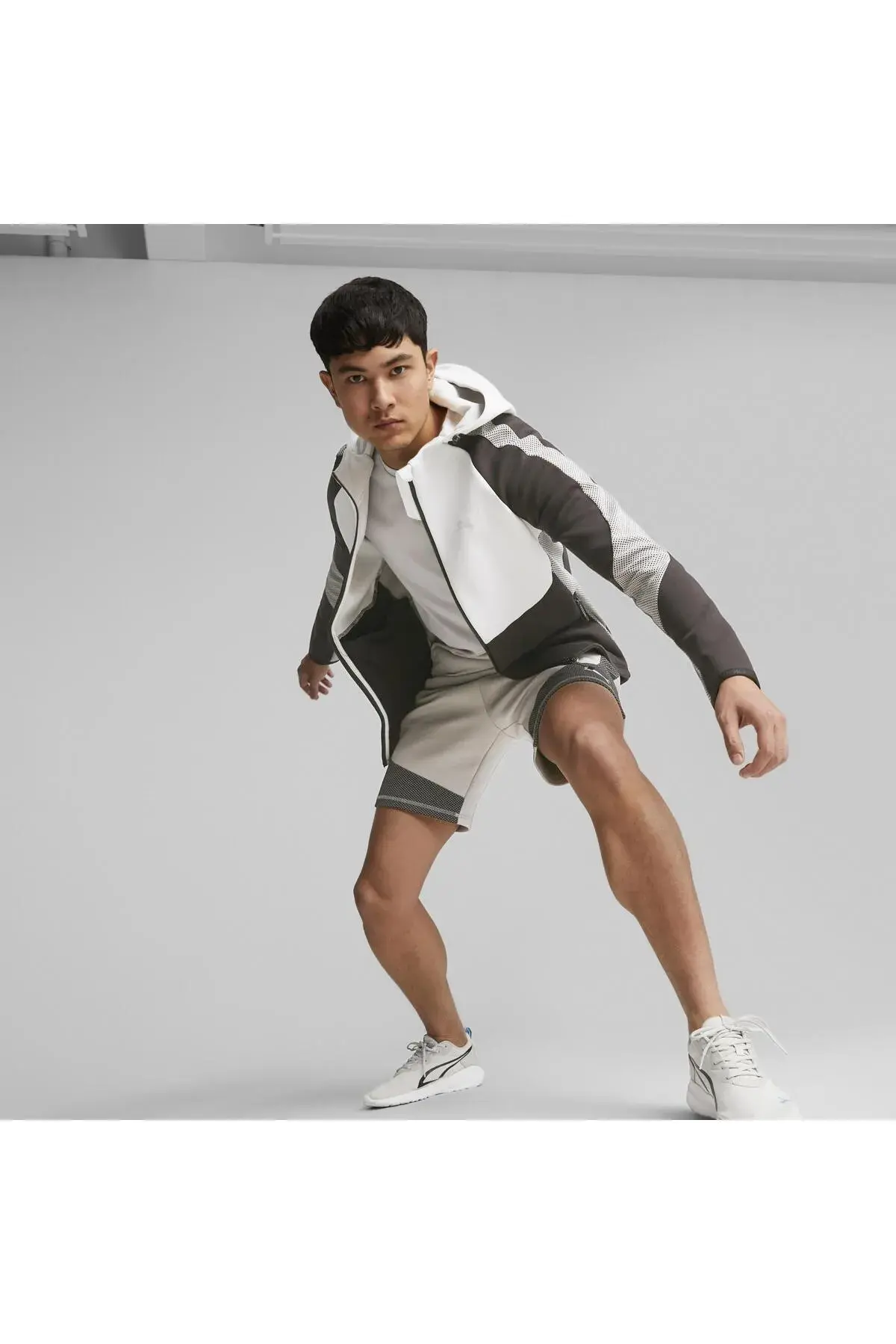 Puma EVOSTRIPE Full-Zip Hoodie DK Gri Erkek Fermuarlı Hoodie