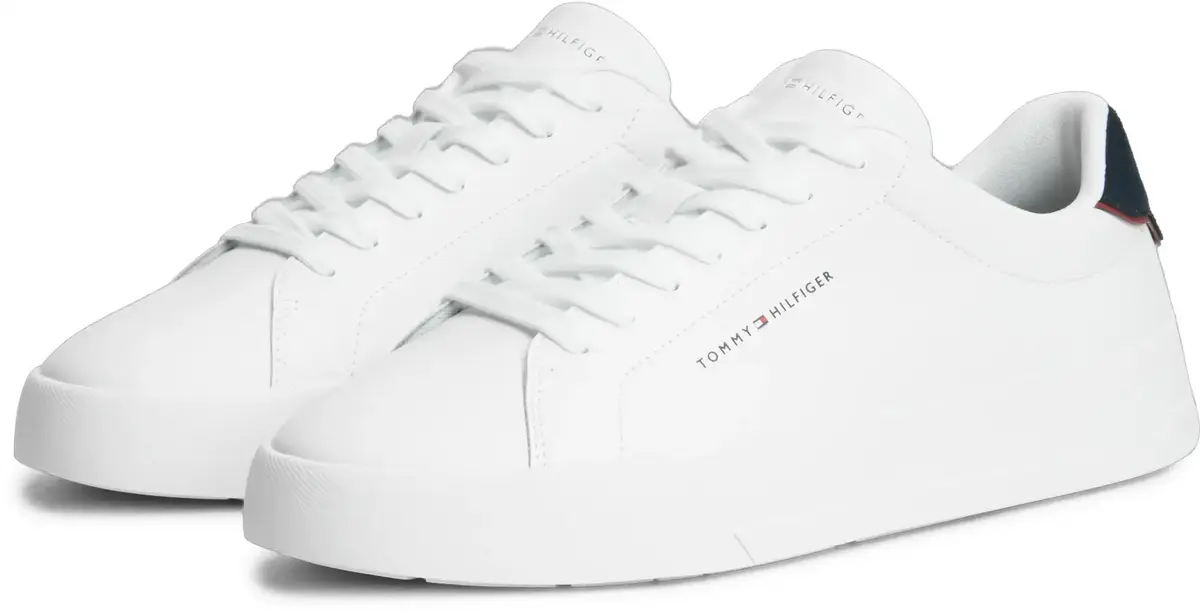 Tommy Hilfiger TH COURT LTH DETAIL, 0LD Beyaz Erkek Spor Ayakkabı & Sneaker