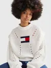 Tommy Hilfiger TJW OVRSZD FLAG STIT Kadın Krem Kazak