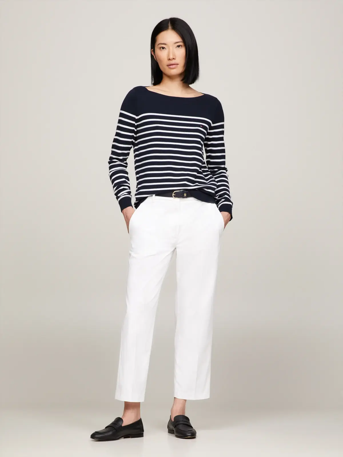 Tommy Hilfiger HERITAGE BOAT NECK S Kadın Siyah Kazak