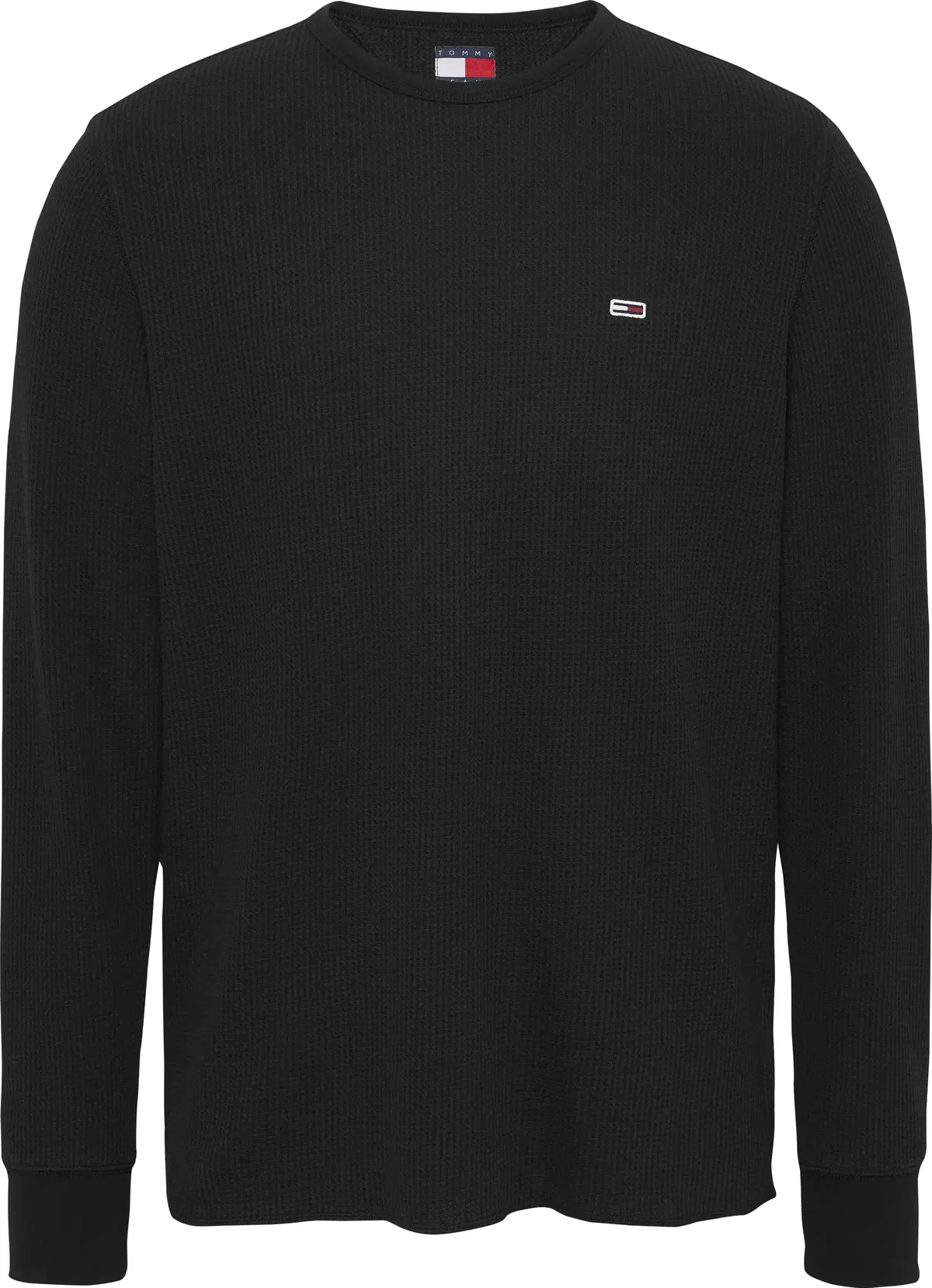 Tommy Hilfiger TJM SLIM WAFFLE LS T, BDS Siyah Erkek T-Shirt & Polo