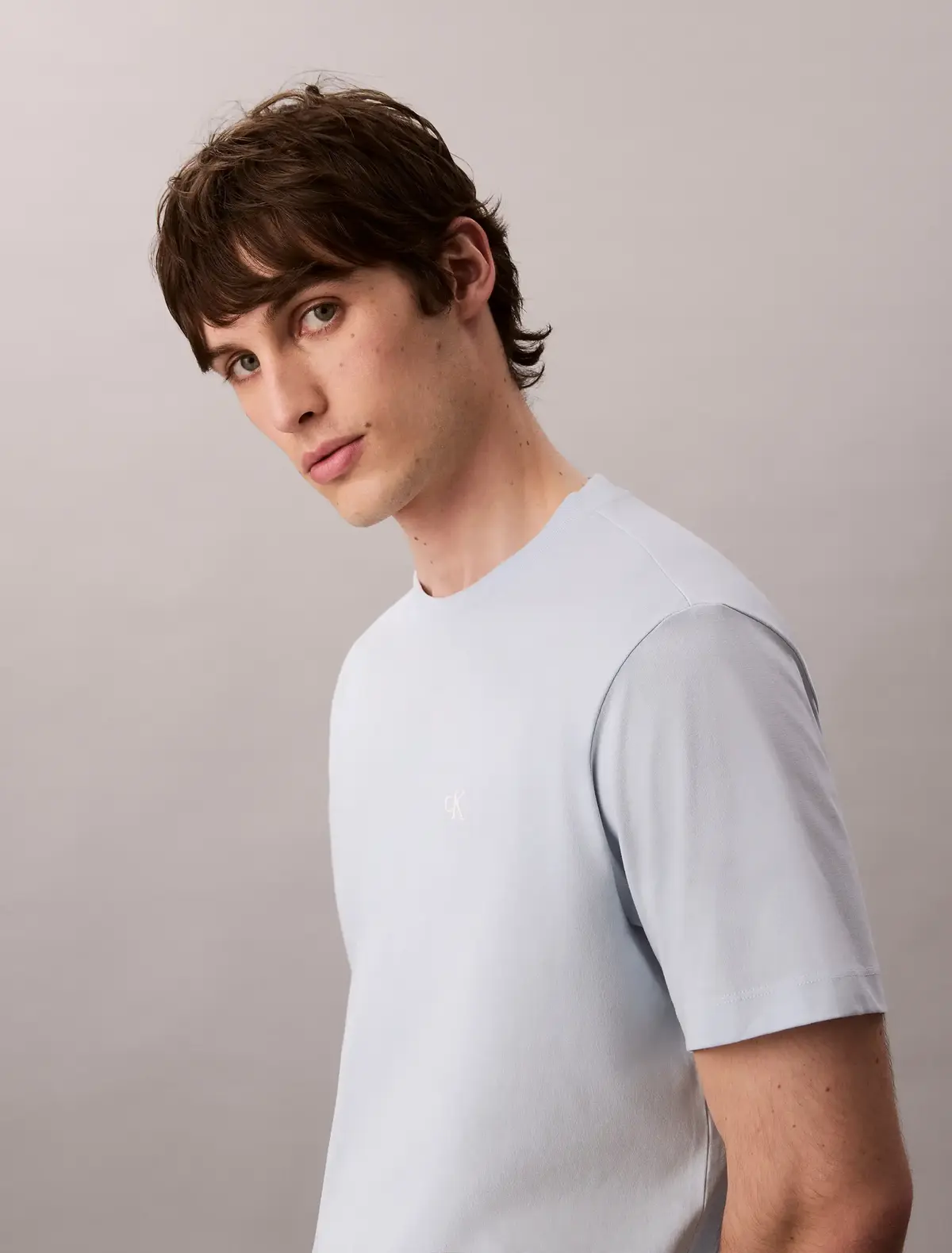 Calvin Klein SS EASY MONOGRAM TEE, CIQ Açık Mavi Erkek T-Shirt