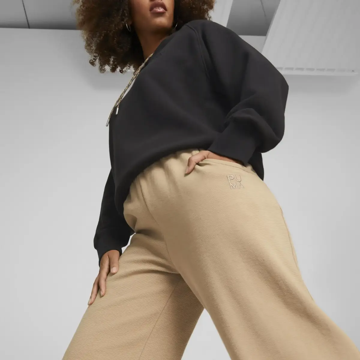 Puma Infuse Wide Leg Pants Dk Siyah Bej Eşofman Altı