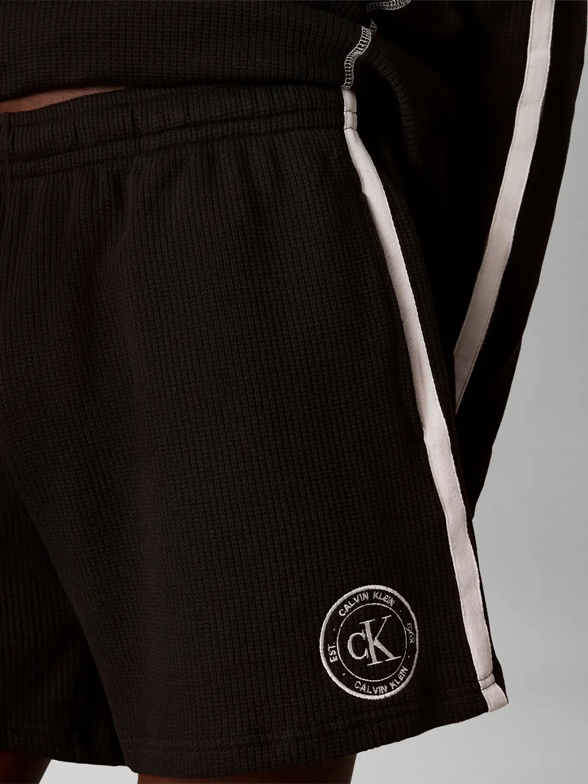 Calvin Klein WAFFLE L/S CREW NECK, UB1 Siyah Erkek Sweatshirt