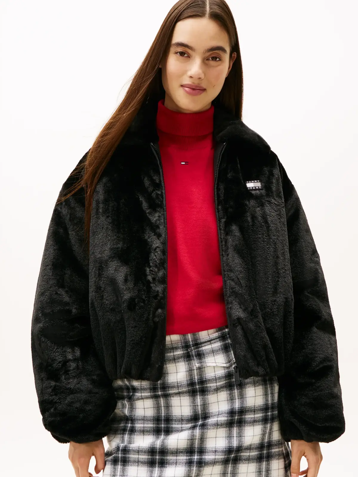 Tommy Hilfiger TJW FAUX FUR BOMBER Siyah Kadın Mont