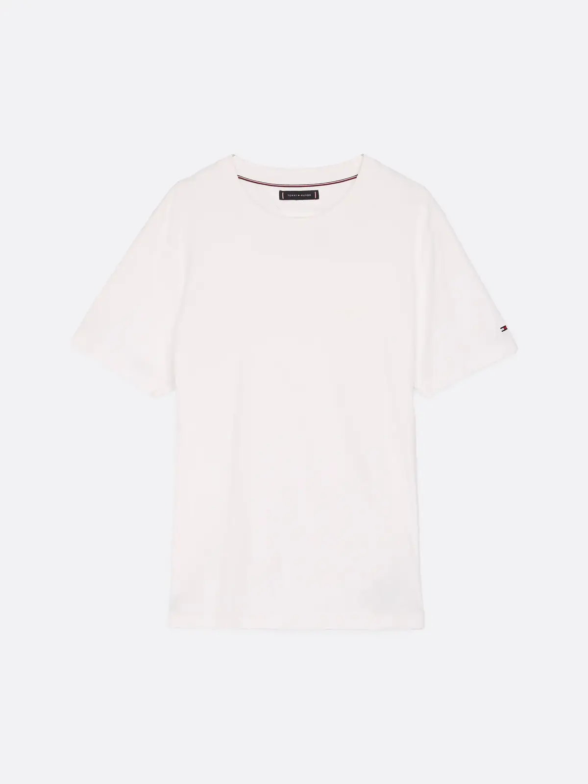 Tommy Hilfiger LIGHT INTERLOCK TEE, YBR Beyaz Erkek T-Shirt & Polo