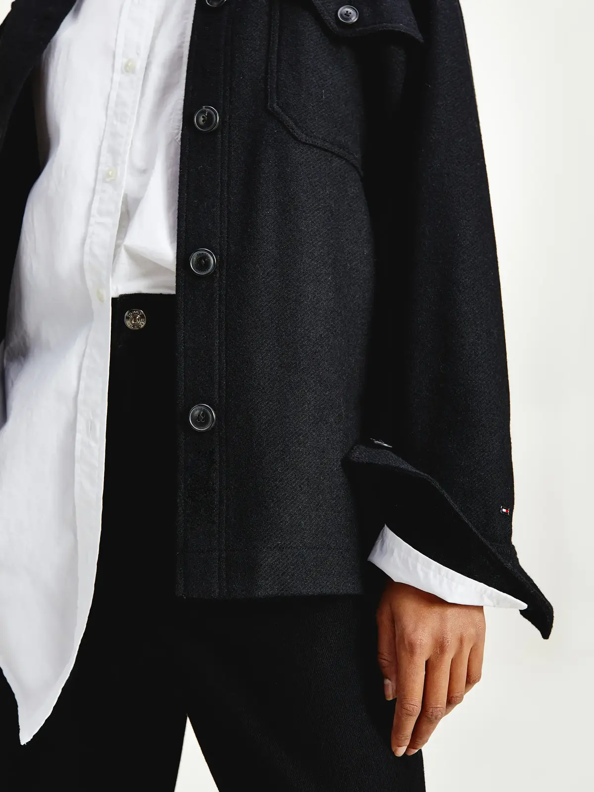 Tommy Hilfiger WOOL BLEND SHACKET Kadın Siyah Blazer