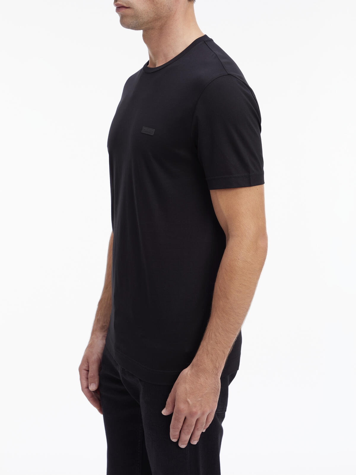 Calvin Klein MERCERIZED COTTON T- Erkek Siyah T-Shirt