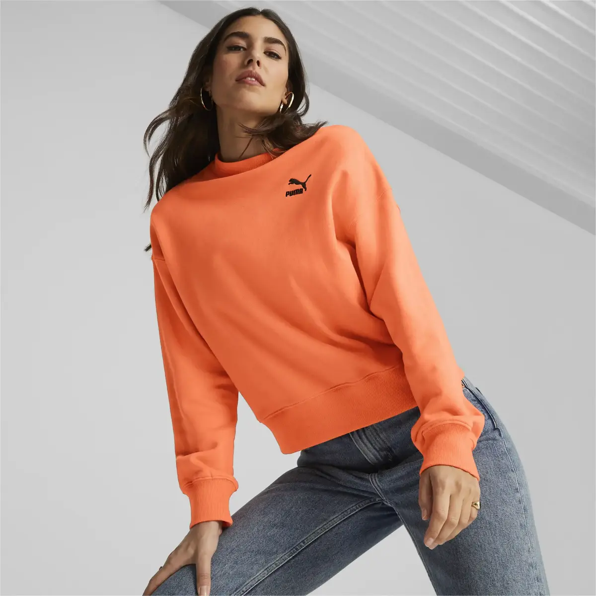 Puma CLASSICS Oversized Crew Turuncu Kadın Sweatshirt