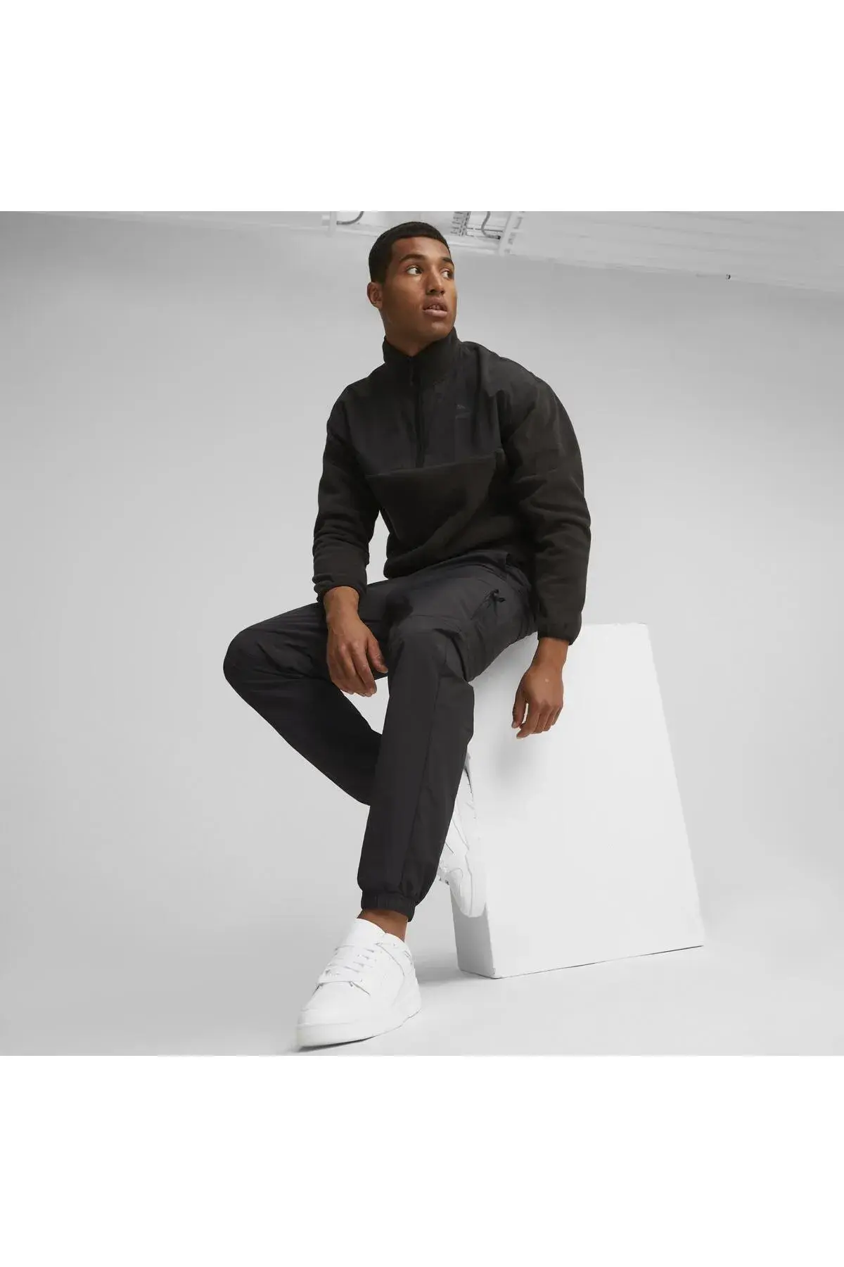 Puma CLASSICS UTILITY Polar Fleece Half-Zip Siyah Erkek Yarım Fermuarlı Sweatshirt
