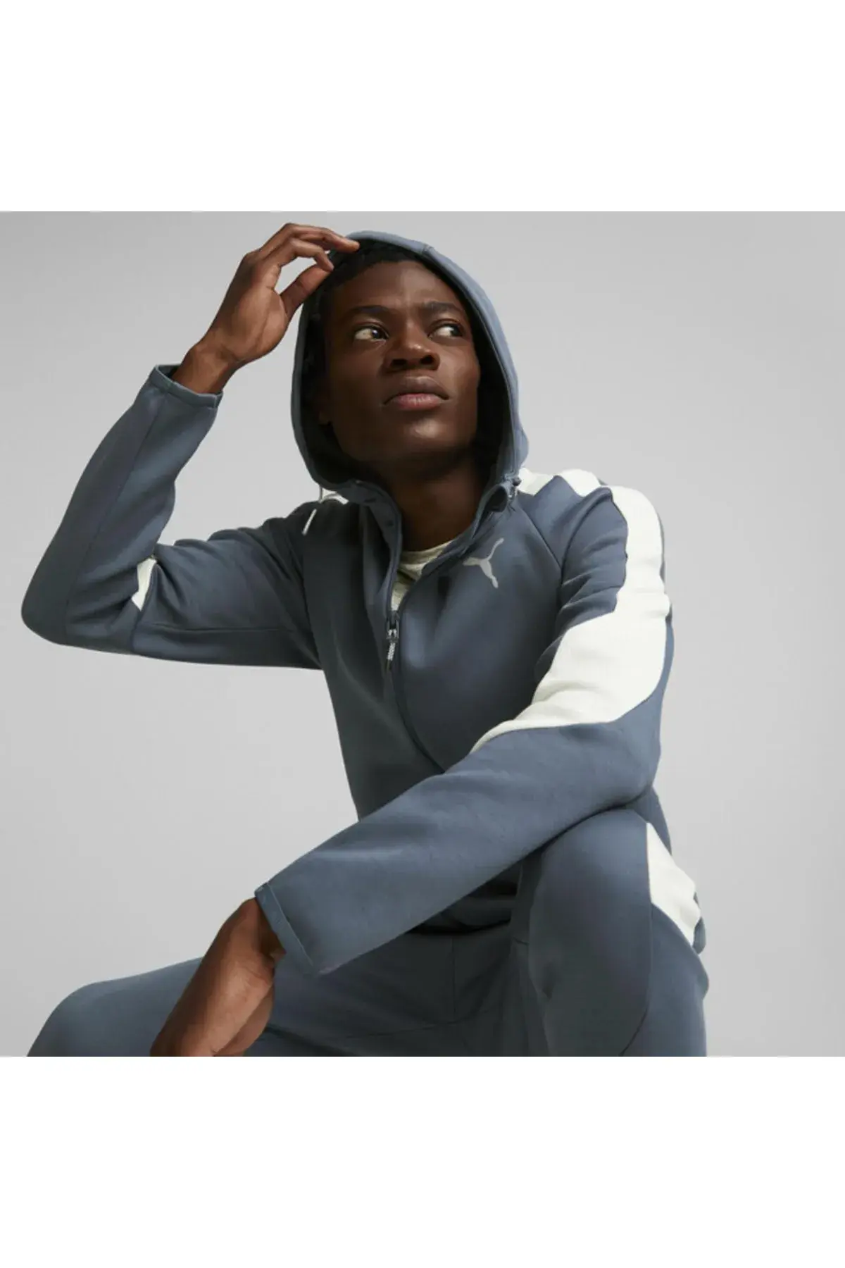 Puma Evostripe Full-Zip Hoodie Lacivert Erkek Fermuarlı Hoodie