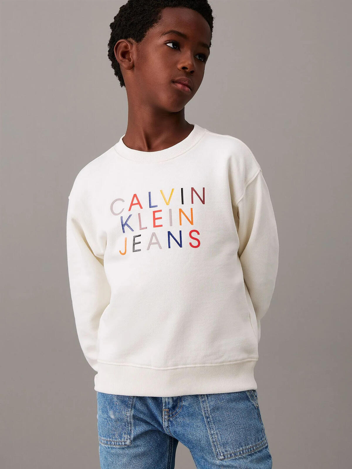 Calvin Klein LOGO GRAPHIC TERRY C, YBI Çocuk Krem Sweatshirt