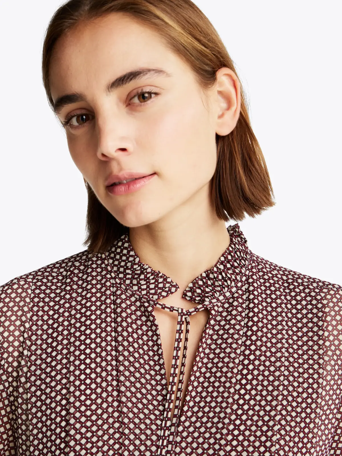 Tommy Hilfiger RUFFLE PLEAT S/S KNE, 09Z Kahverengi Kadın Elbise-Etek