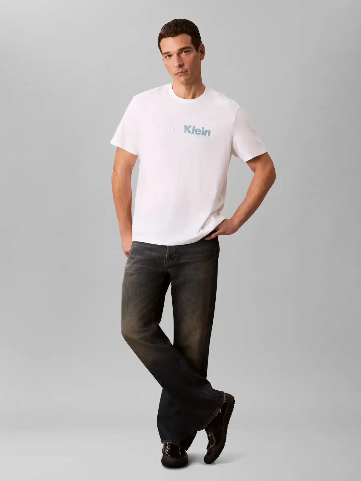 Calvin Klein SS 20S EU CALVIN CUR Beyaz Erkek Tişört