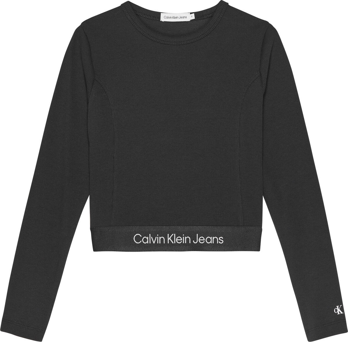 Calvin Klein RIB TAPE LS TOP Kadın Siyah T-Shirt