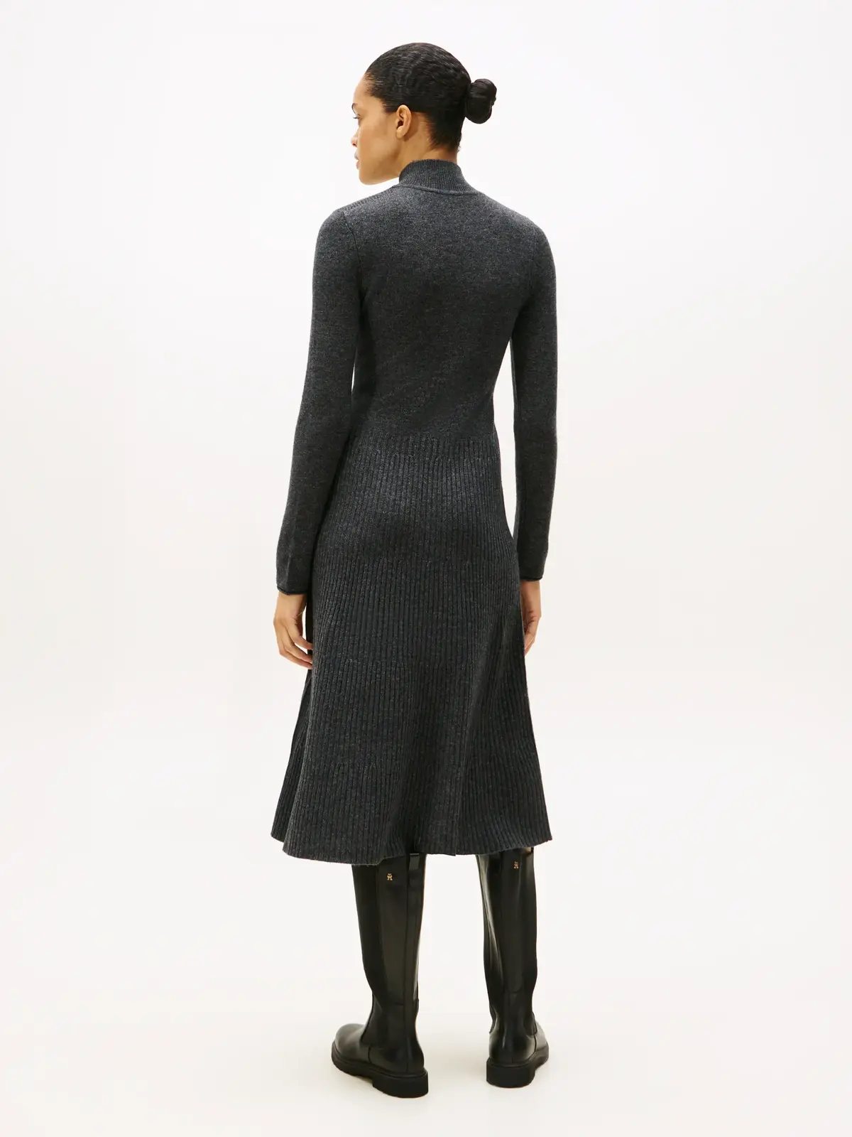 Tommy Hilfiger SOFT WOOL LS MOCK-NK, P4E Gri Kadın Elbise