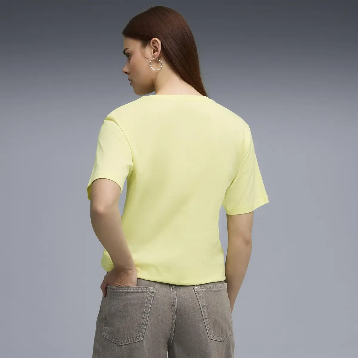 Puma ESS NATURE 2.0 Relaxed Tee Sarı Kadın T-Shirt