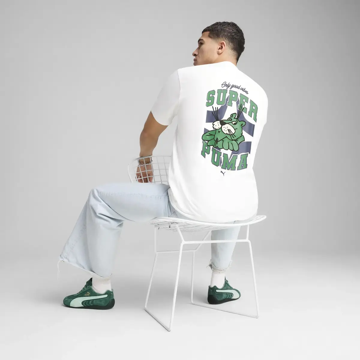 PUMA GRAPHICS Super Puma Tee Beyaz Erkek T-Shirt
