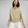 Puma T7 Crew Bej Kadın Sweatshirt
