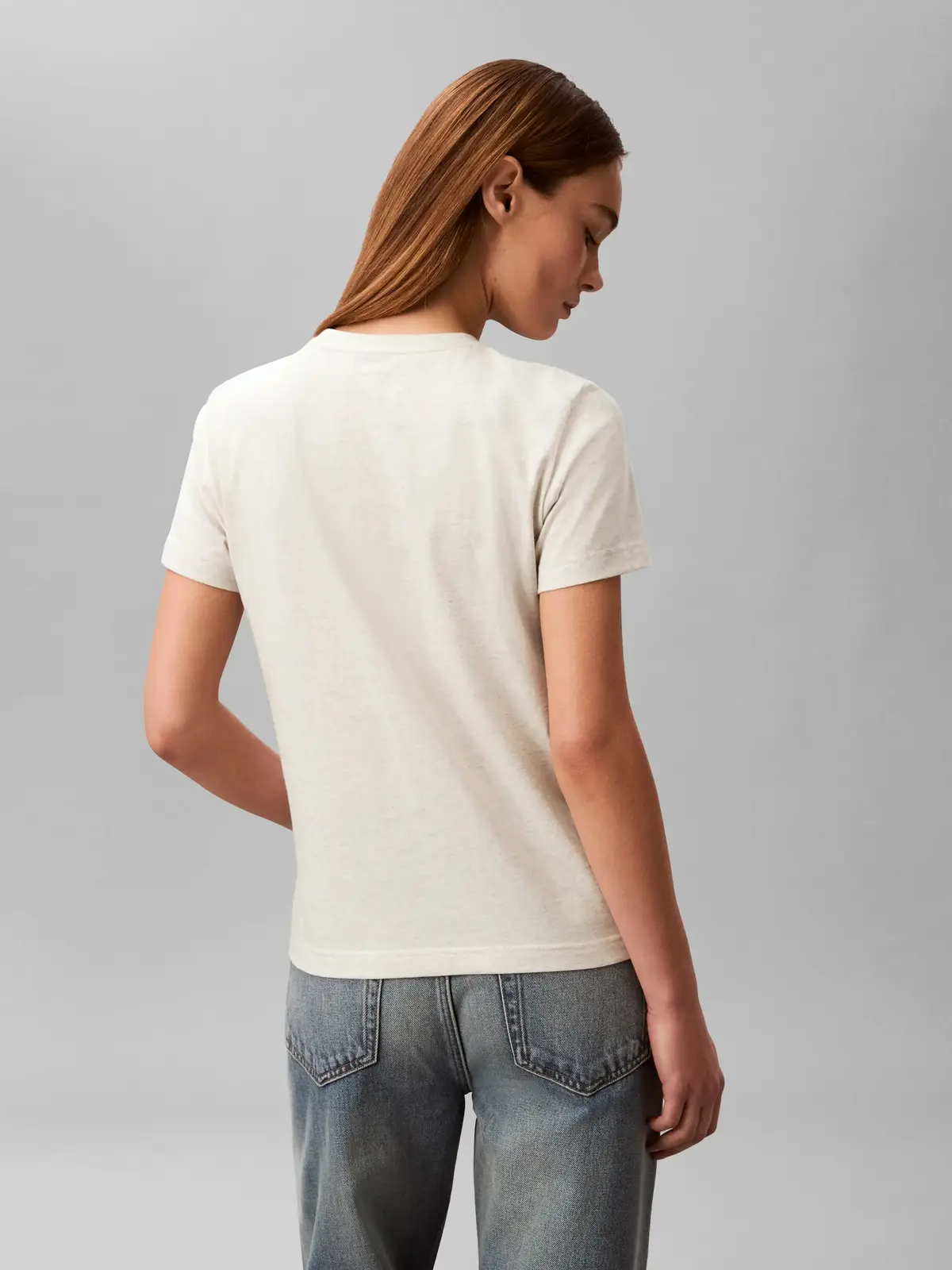 Calvin Klein SS MONOGRAM CREW TEE, P4P, XS Krem Kadın T-Shirt
