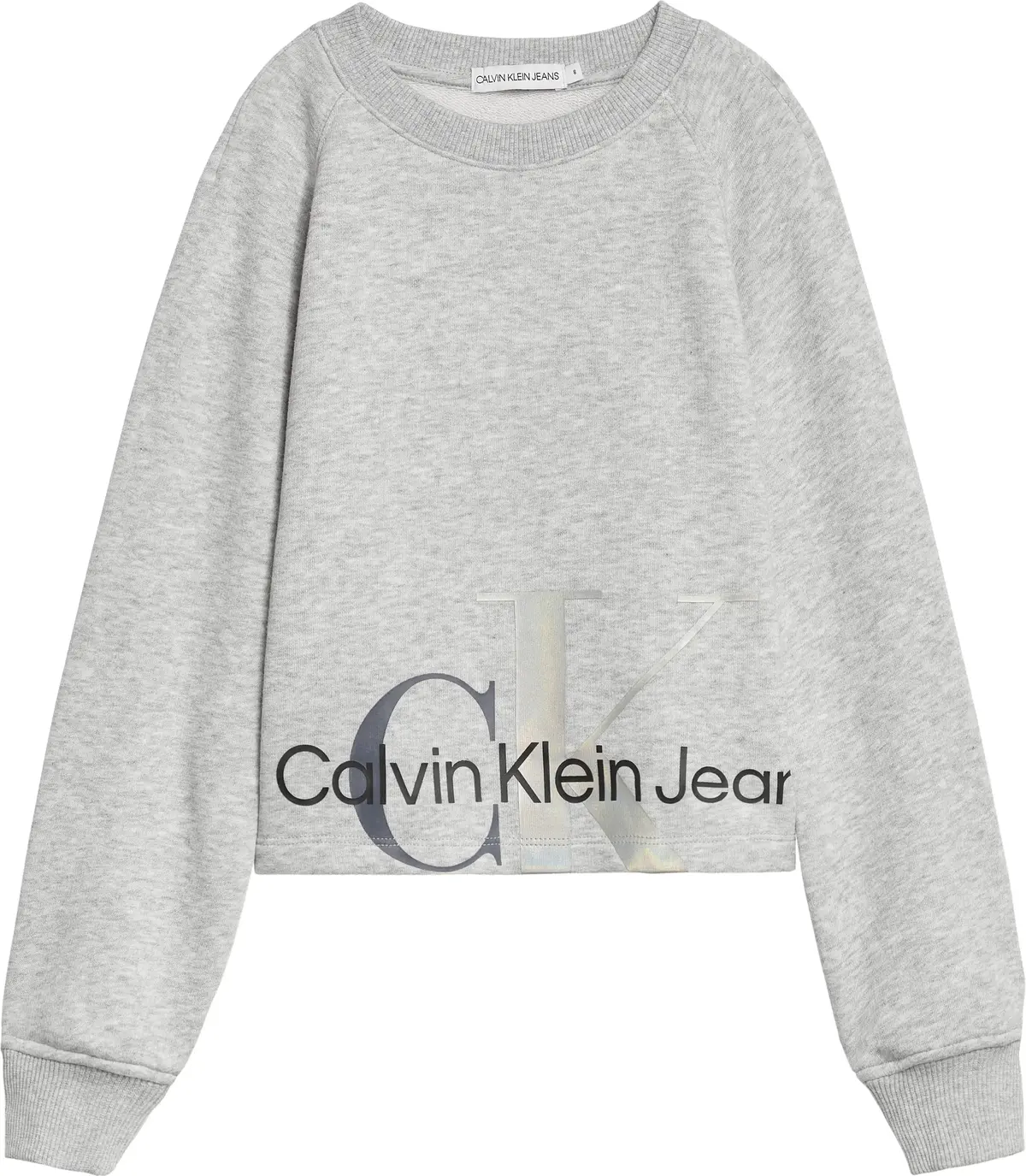 Calvin Klein MIXED MONOGRAM CUTOF Kadın Gri Sweatshirt