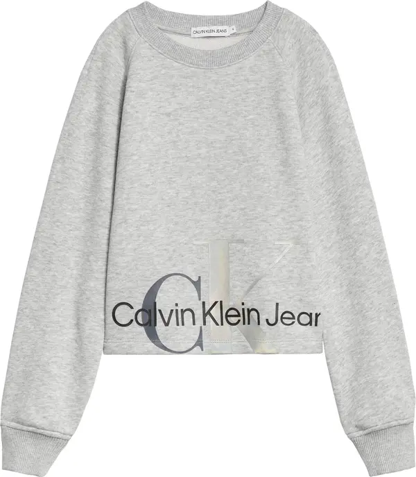 Calvin Klein MIXED MONOGRAM CUTOF Kadın Gri Sweatshirt