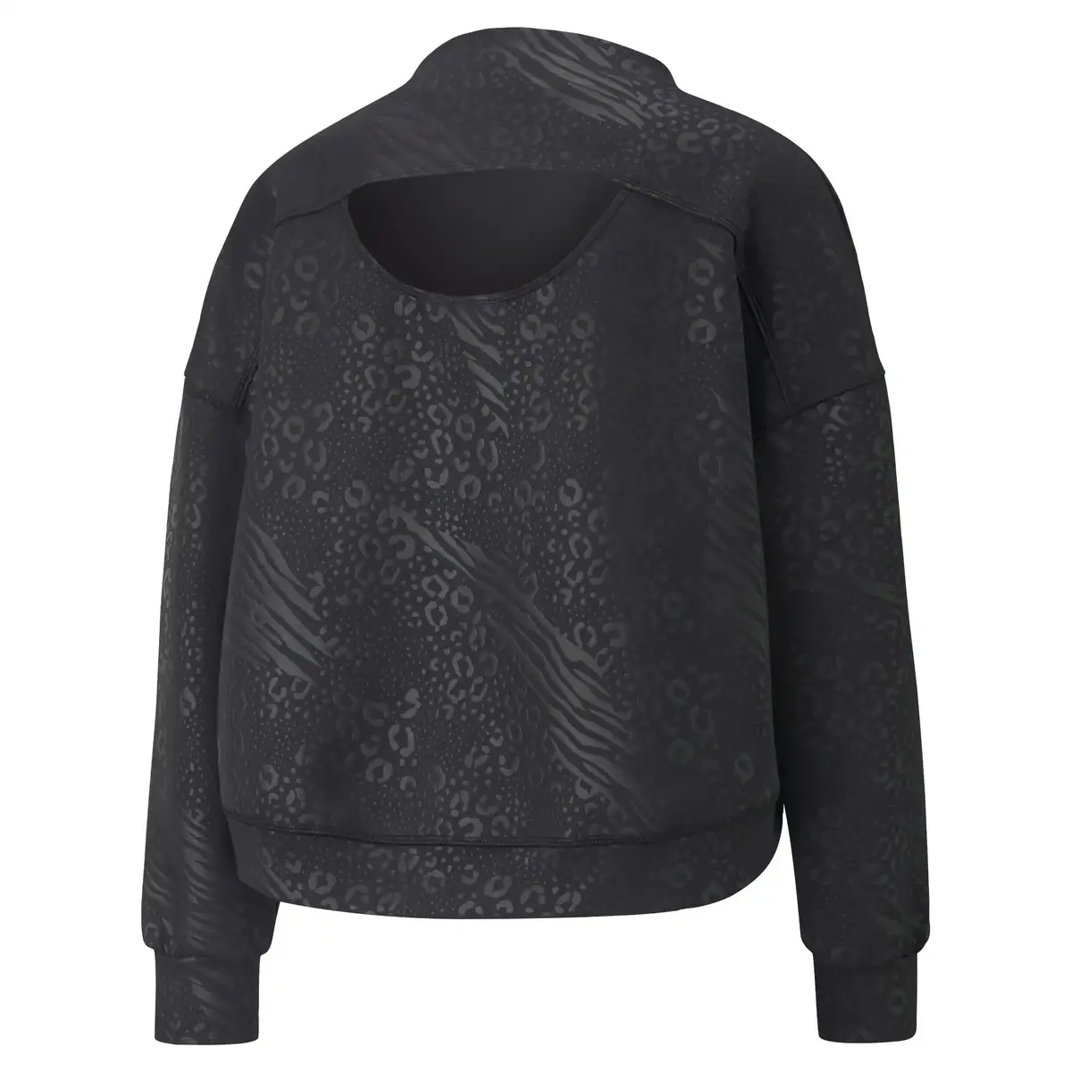 Puma Fashion Luxe Embossed Crew Siyah Kadın Crop Koşu / Performans Üst