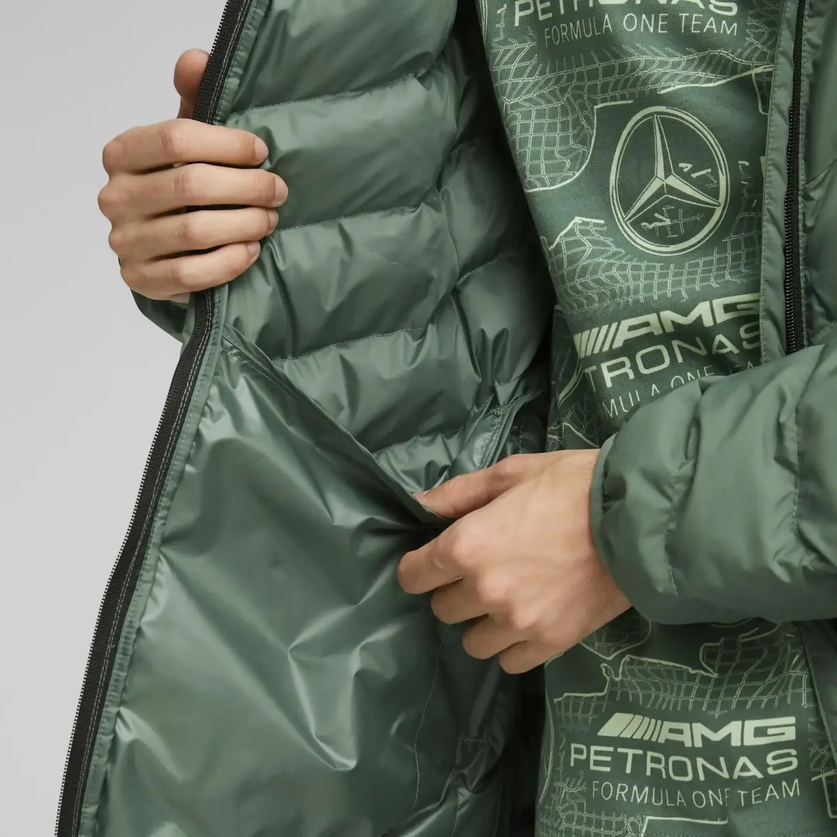 Puma Mapf1 Mt7 Ecolite Down Jacket Deep Forest Yeşil Erkek Uzun Mont